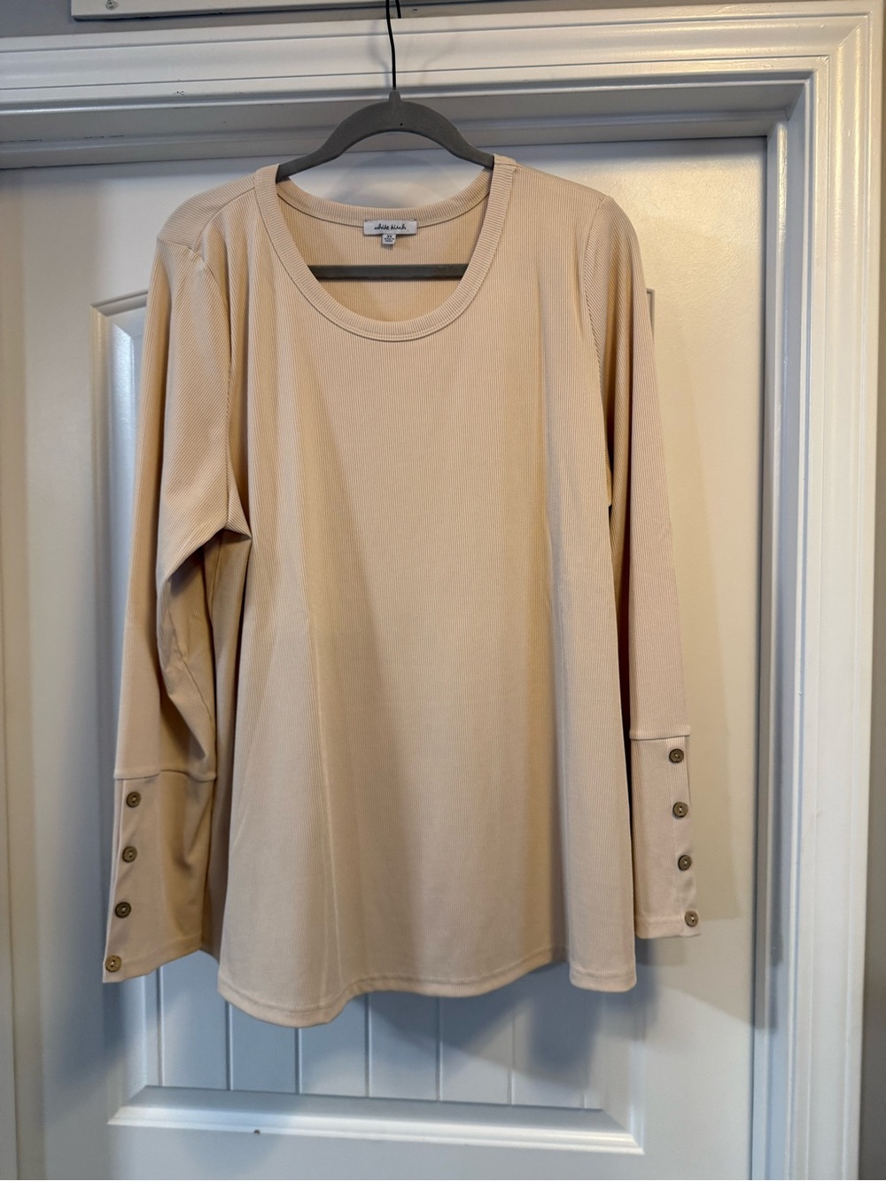 white birch Long Sleeve Crewneck Top in Beige